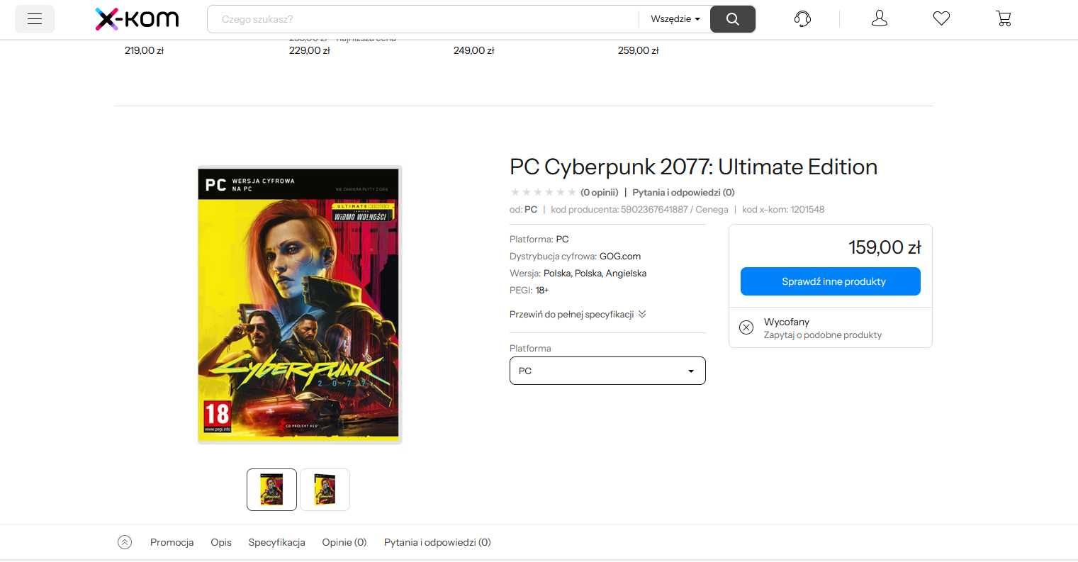 Gra Cyberpunk 2077 na PC nowa