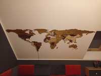 Drewniana, podświetlana mapa świata, ozdoba/ lampka led