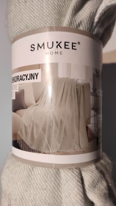 Nowy koc dekoracyjny narzuta pled smukee 130x 170cm ciepły miły w doty