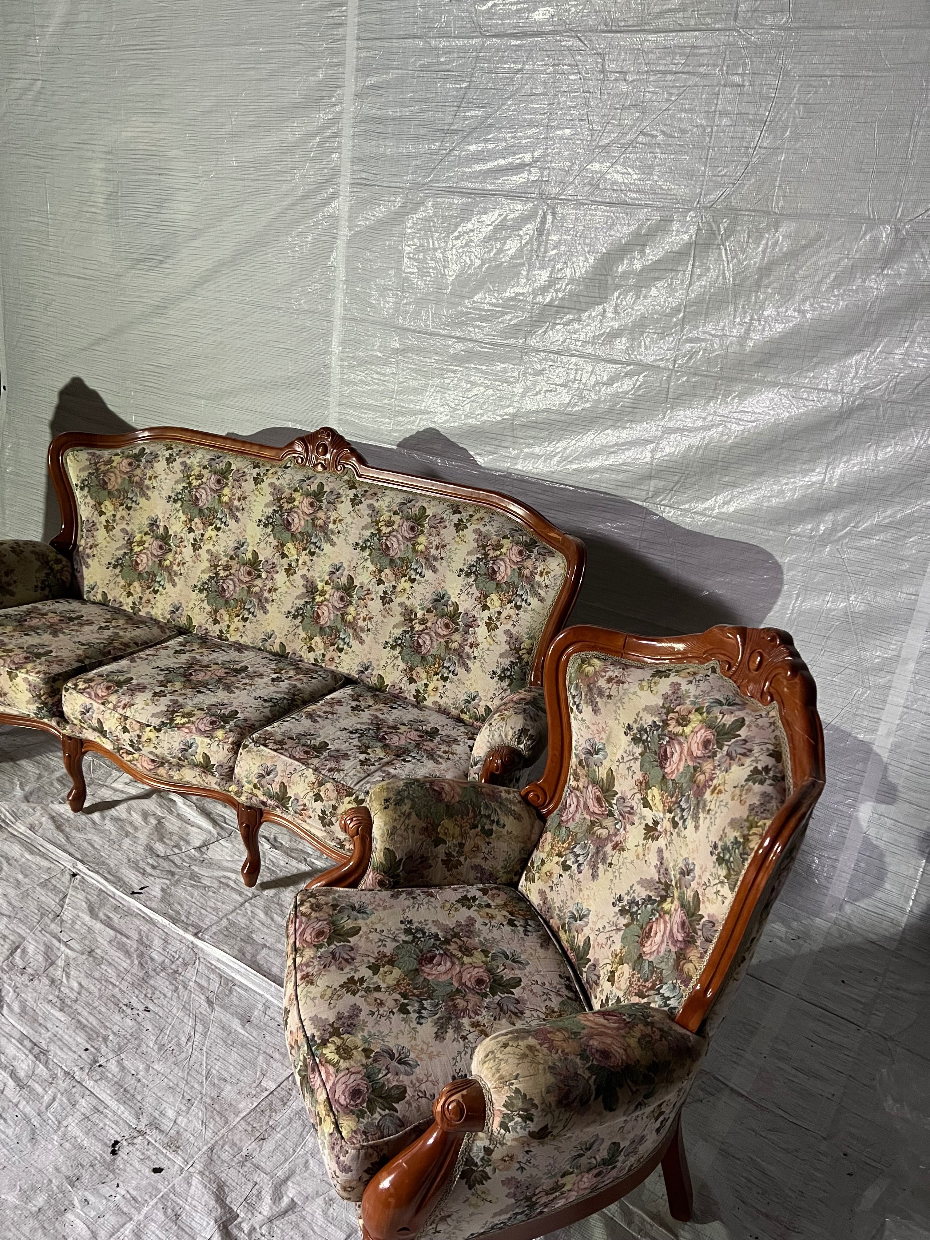 Wypoczynek Ludwikowski Sofa Kanapa + Fotel Ludwik Stylowy zestaw