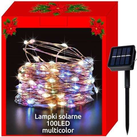 Lampki Choinkowe Solarne Druciki 100 Led Multicolor | 11393