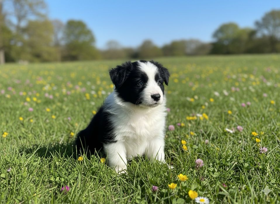 Piesek border collie czarno biały