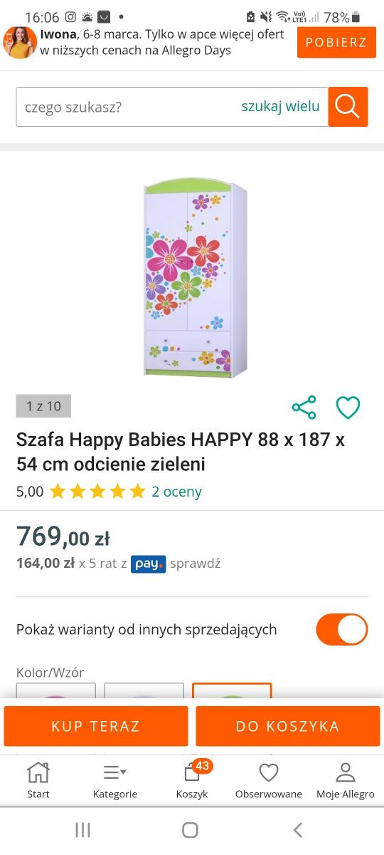 Szafa Happy Babies HAPPY szafa do pokoju dziecięcego