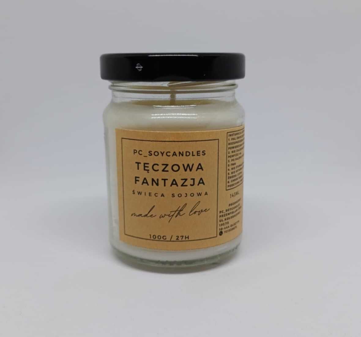 Świeca Sojowa Zapachowa Tęczowa Fantazja 143ml 27h