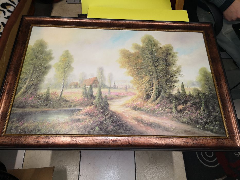 obraz,pejzaż 55/87 cm,ładna rama