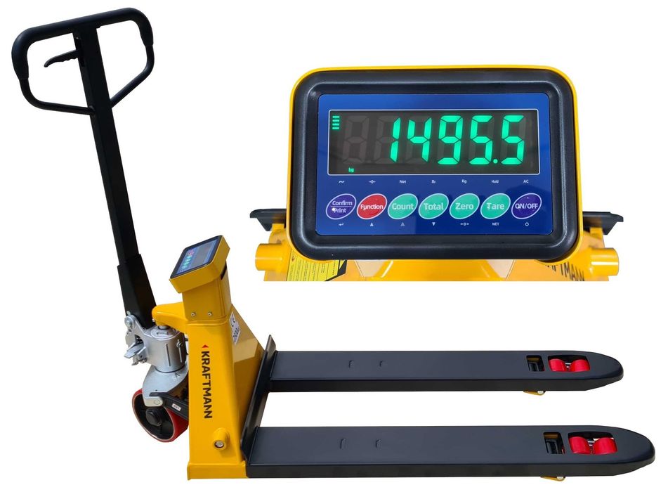 Wózek ręczny paletowy paleciak z wagą mobilna KRAFTMANN 2500kg 115cm