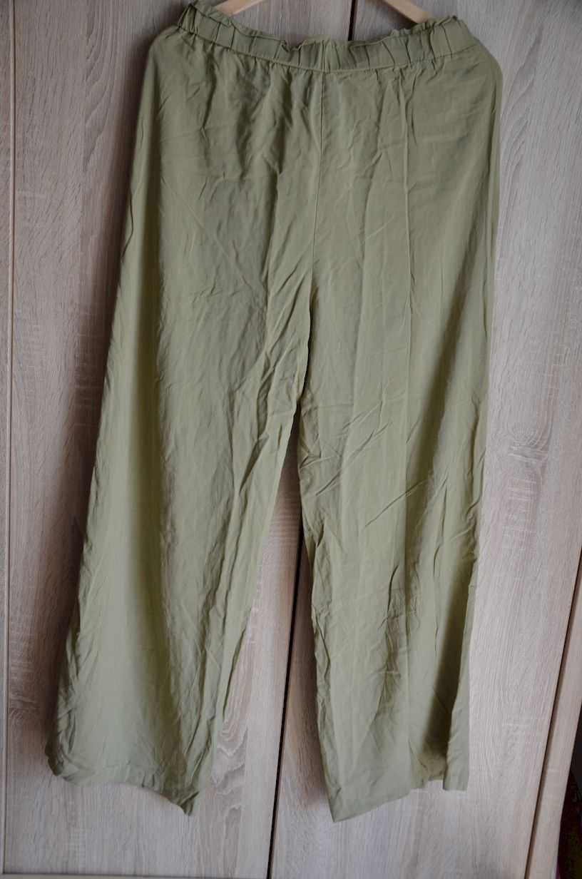 Spodnie luźne kuloty na gumce zielone 40 XL 42 L