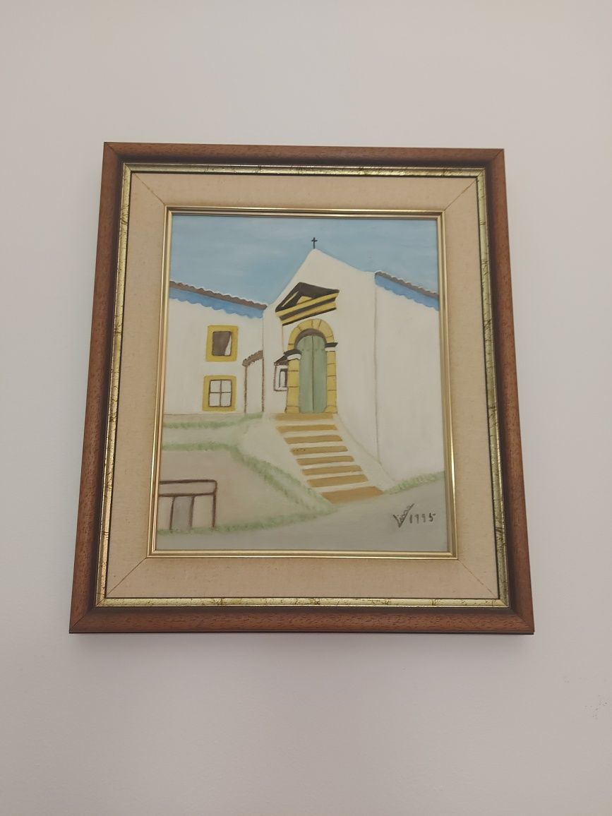 Quadro em tela com moldura em madeira