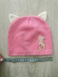 czapka wiosenna dla dziewczynki 2-3 lata kotek brokatowa uszka