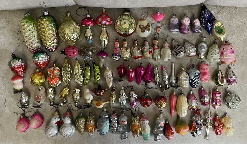 Елочные новогодние игрушки. Дед Мороз. Снегурка. СССР.