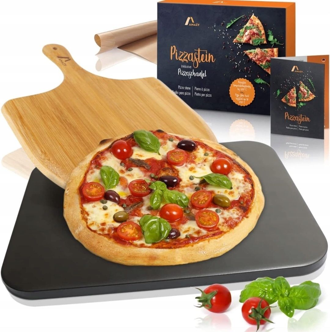 Kamień do pieczenia pizzy chleba z szuflą prostokątny do 600°