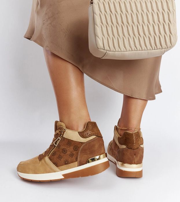 Brązowe sneakersy na koturnie Knoxville