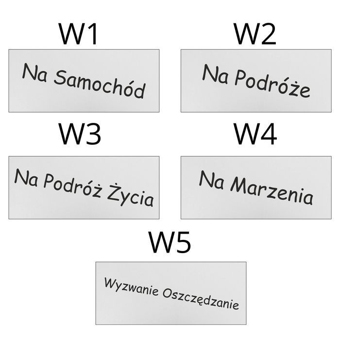 SKARBONKA wykreślana z pieczęcią wyzwanie prezent  na każda okazje