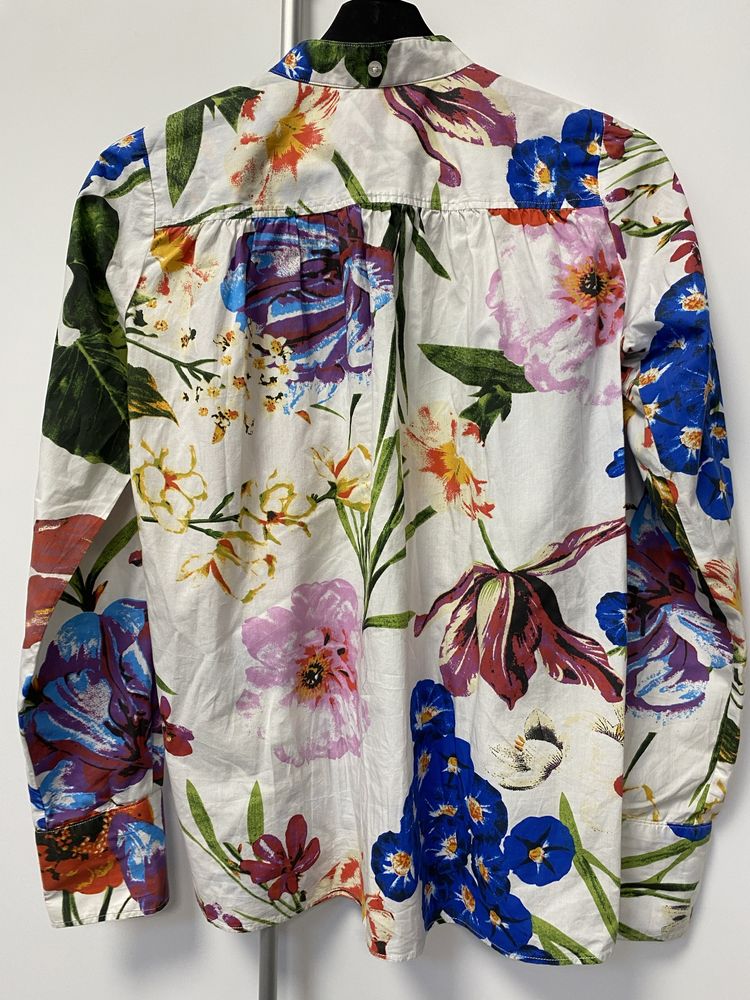 Wólczanka koszula w kwiaty kwiecista bawełna ze stójką 36 S