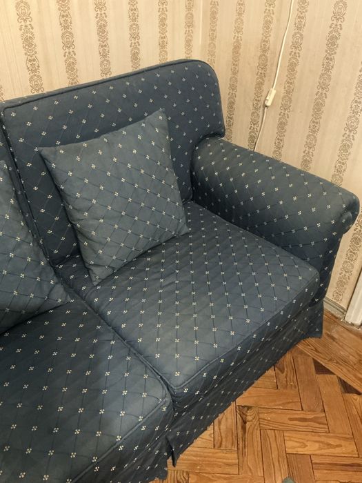 Sofá-cama + sofá individual em tecido
