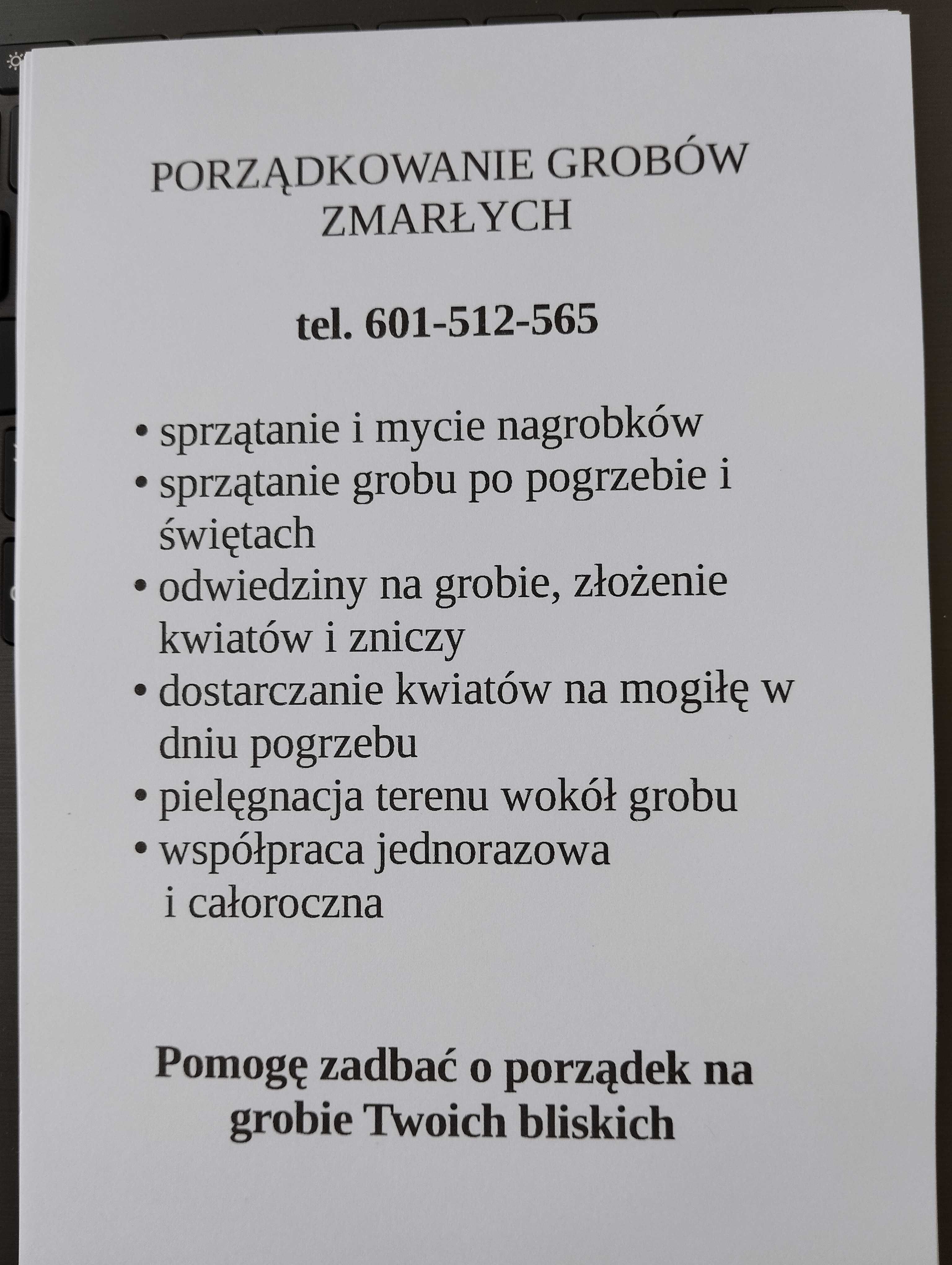 Porządkowanie grobów, sprzątanie, mycie, opieka