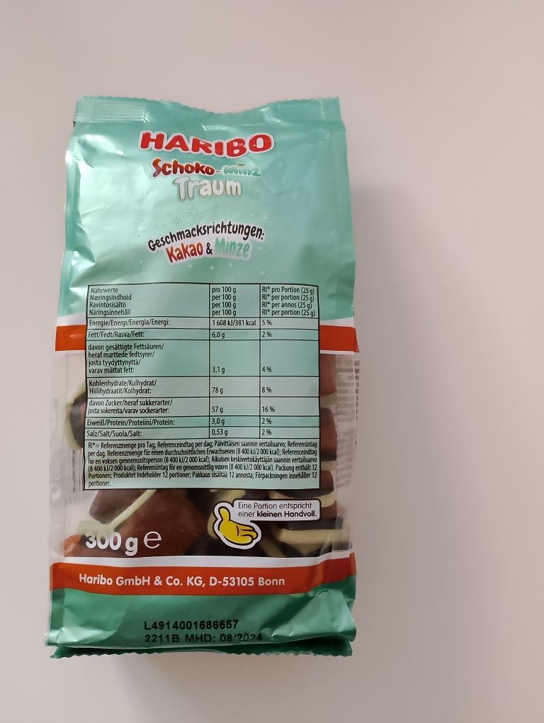 Żelki Haribo czekolada mięta
