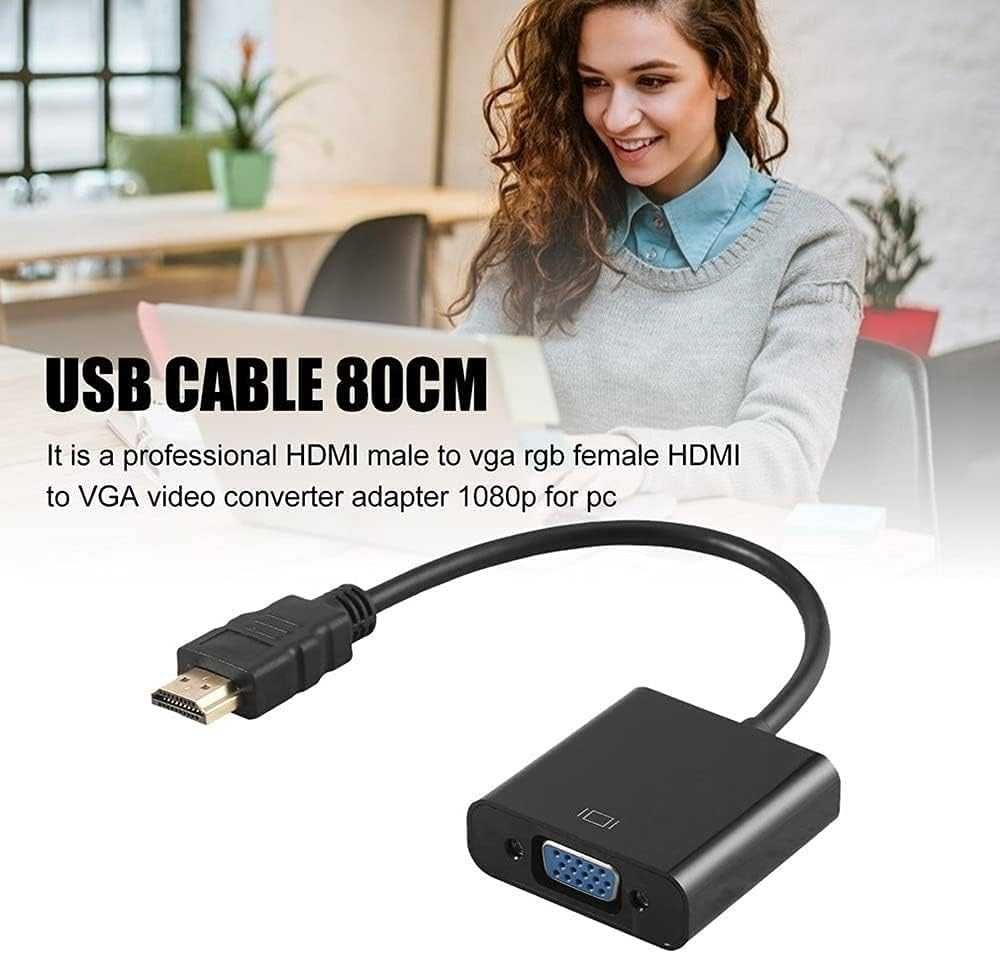 Adaptador HDMI para VGA, conversor, Full HD 1080p