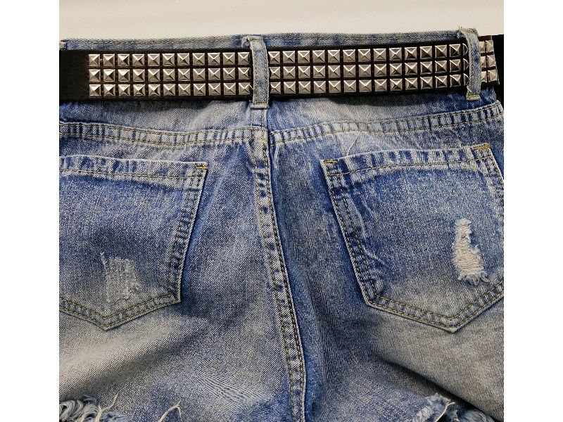 Czarny Pasek damski męski skórzany z ćwiekami