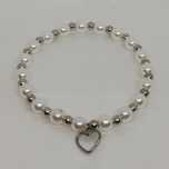 Pulseira de Pérola Coração Prateado - Ref.:pecp30