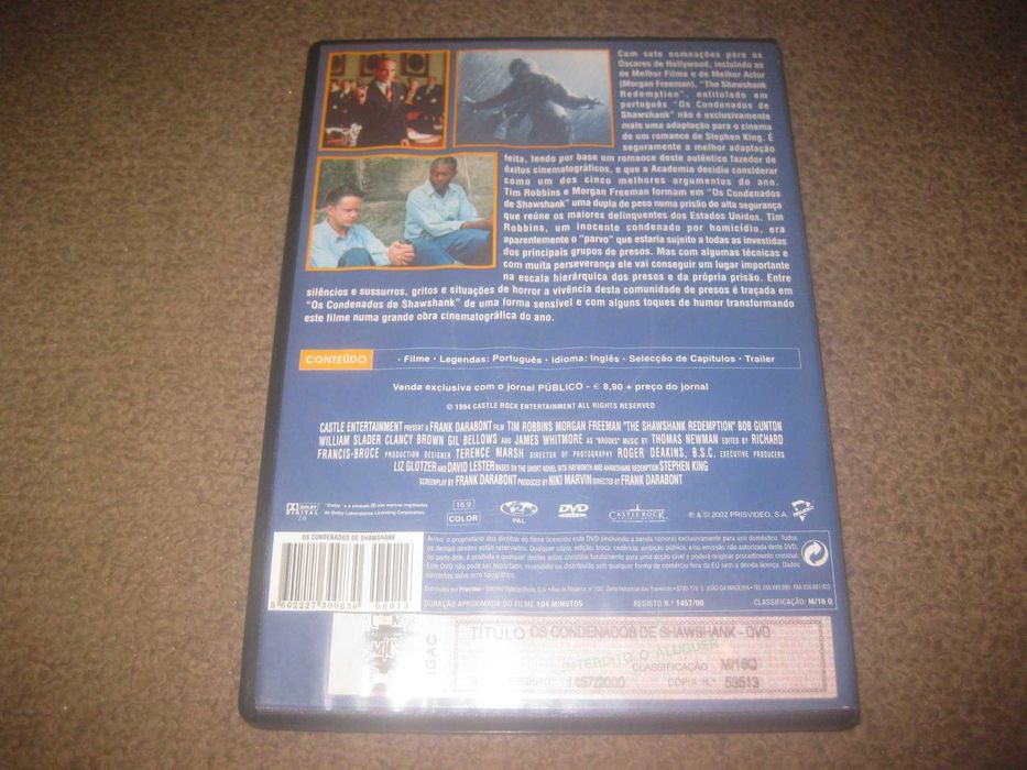 DVD "Os Condenados de Shawshank" com Morgan Freeman