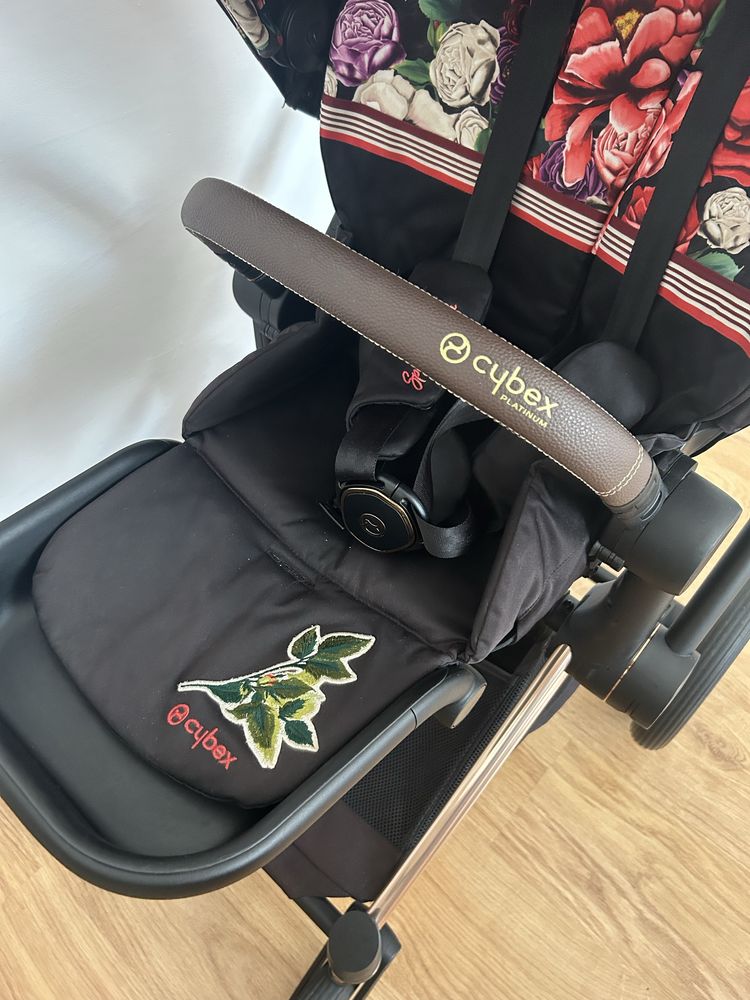 Wózek Cybex Priam 4.0 Rose Gold Spring Blossom Dark 2w1 Zestaw gondola