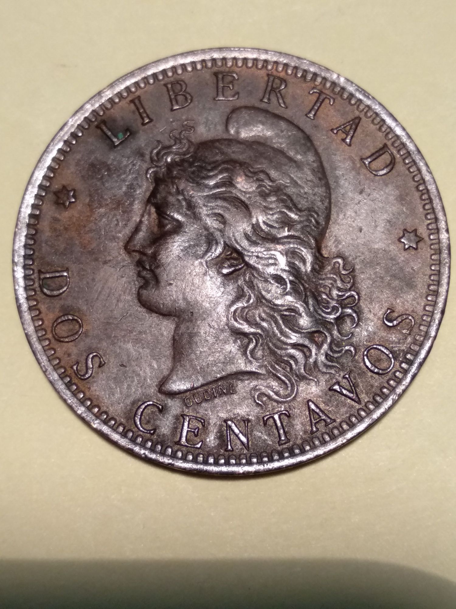 Moeda de 2 centavos 1890 Argentina