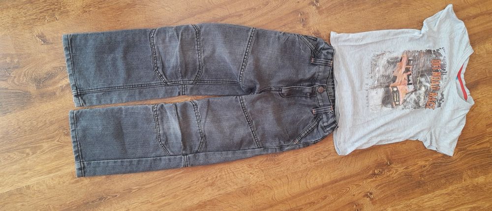 Spodnie dżinsowe 122 na 6-7 lat+ t-shirt