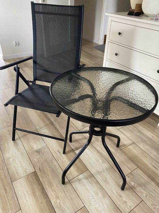 Stolik Ogrodowy Szklany Hartowany Kawowy Balkonowy Patio Okrągły 60 cm