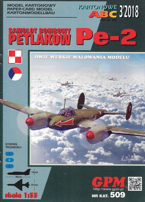 GPM 3 2018 Pe-2 Petlakow model 1:33 Modelarz samolot