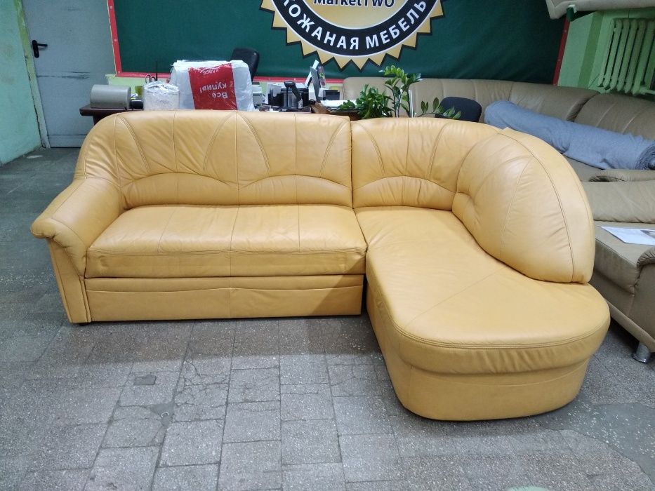 Кожаный шкіряний угловой диван со спальным местом (191201)
