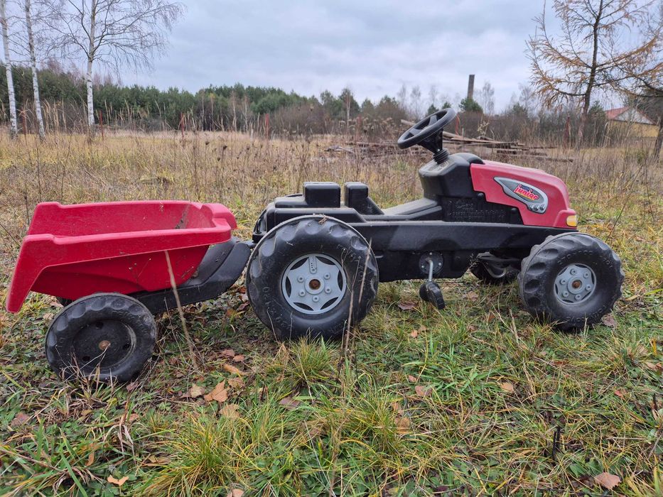 Traktor zabawka Rolly Junior z przyczepą – czerwony