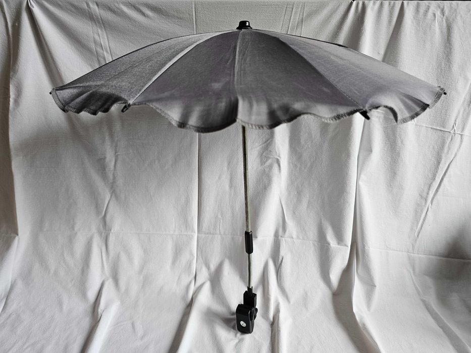 PARASOLKA do wózka dziecięcego, z uchwytem, uniwersalna - szara.