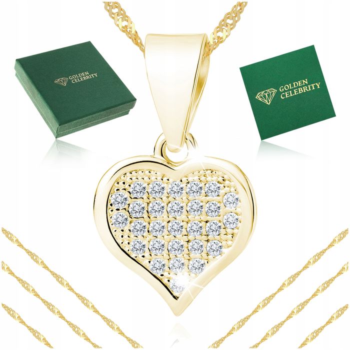 Piękny Delikatny Naszyjnik Serduszko Z Cyrkoniami Srebro 925 Celebrytk