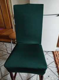 Pokrowce na krzesła zielone gładkie zestaw komplet 6 sztuk elastyczne