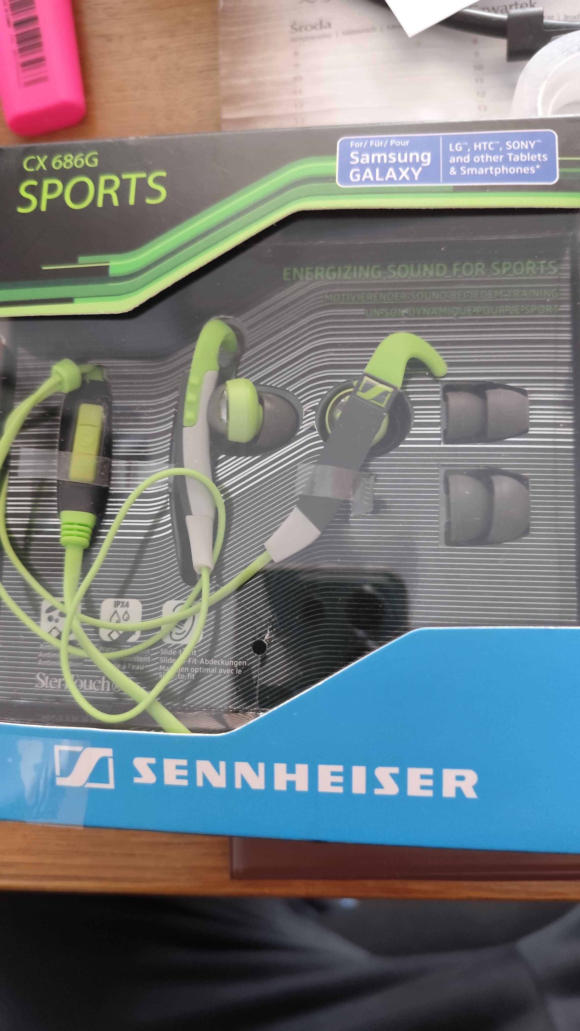 słuchawki douszne sport, sennheiser cx 686g, jak nowe (Nowe 317 zł)
