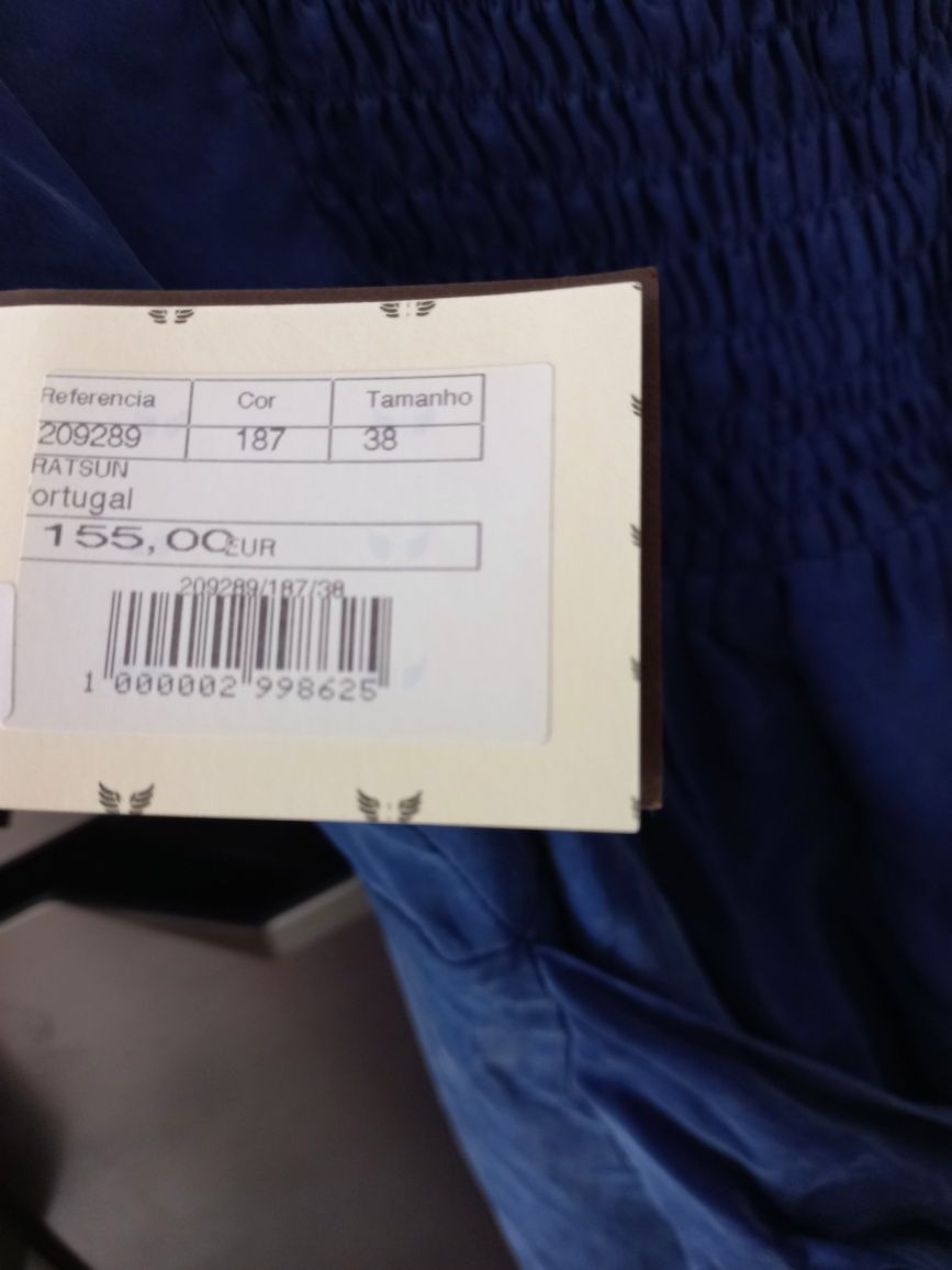 Vestido azulão novo de alças com folhos
