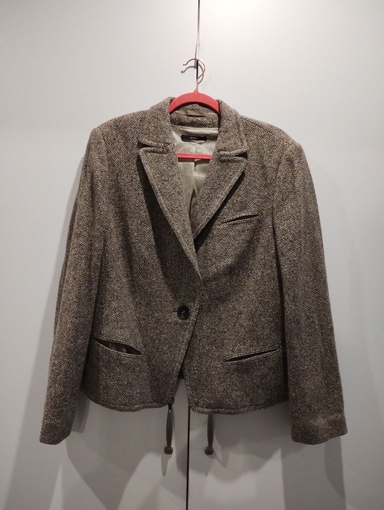 Wełniano-jedwabny żakiet damski plus size.
