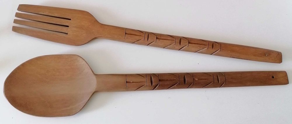 Garfo e Colher em madeira para decoração