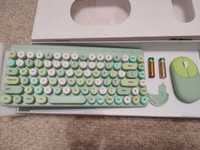 Комплект беспроводной клавиатуры и мыши QW02 (зеленый)