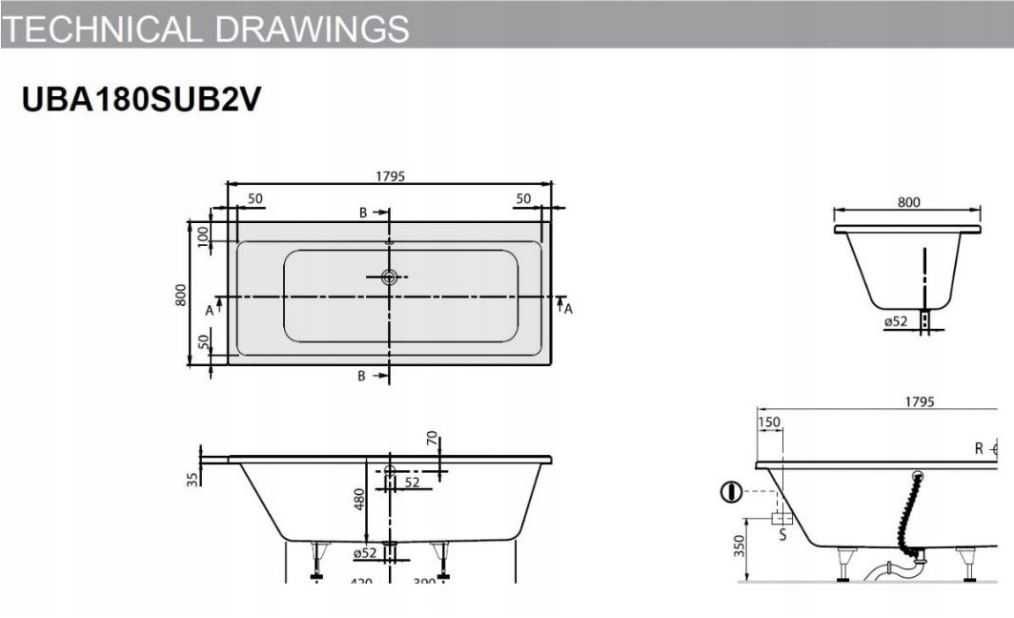 WANNA Villeroy&Boch SUBWAY 180x80 + NOŚNIK SCHEDPOL ekskluzywna!