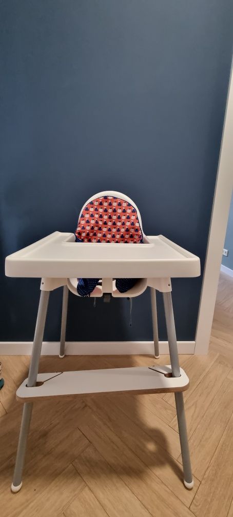 Krzesełko do karmienia ikea antilop z tacą i podnóżkiem alaantkowe
