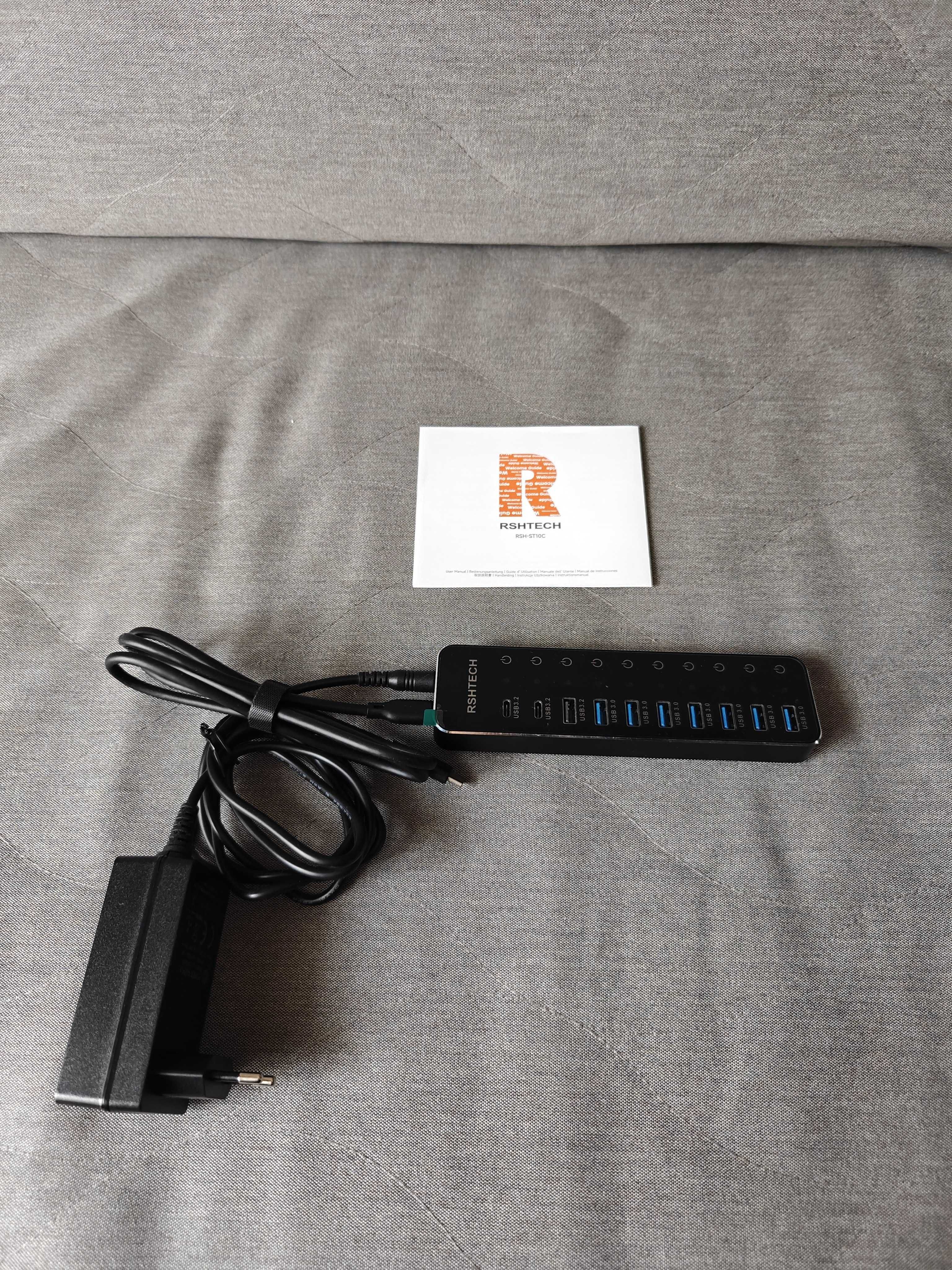 RSHTECH Koncentrator hub USB 3.2/USB-C 10-portowy 60W 10Gb/s