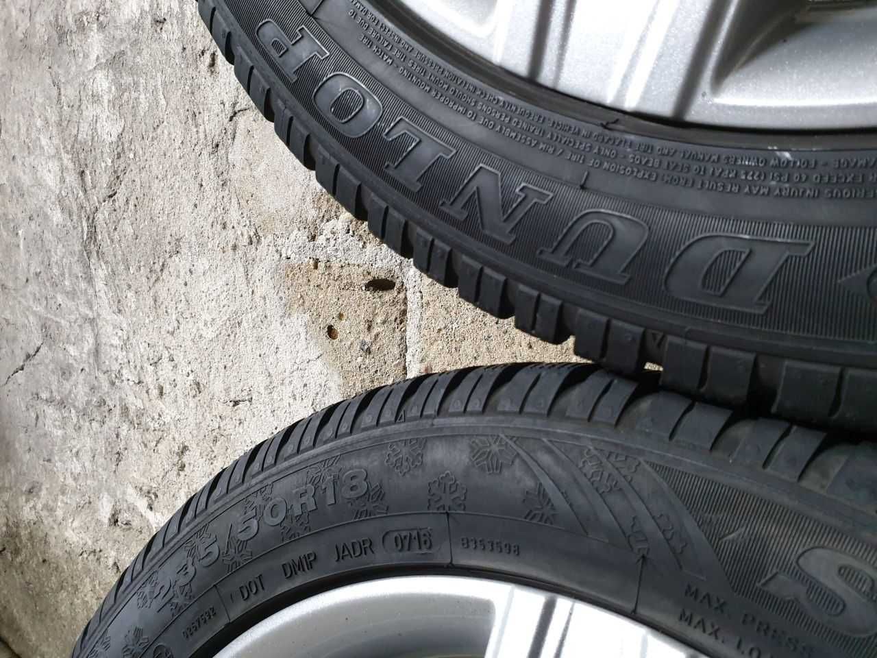 Felgi alu Aluett R18 5x112 opony zimowe 235/50R18 Dunlop 5,6mm