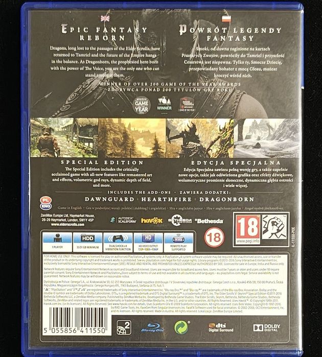 Skyrim Elder Scrolls V PL Dubbing Edycja Specjalna PS4 + PS5 BDB stan
