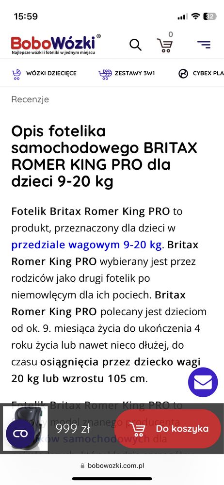 Fotelik Britax romer dualfix 2R 9-18 kg