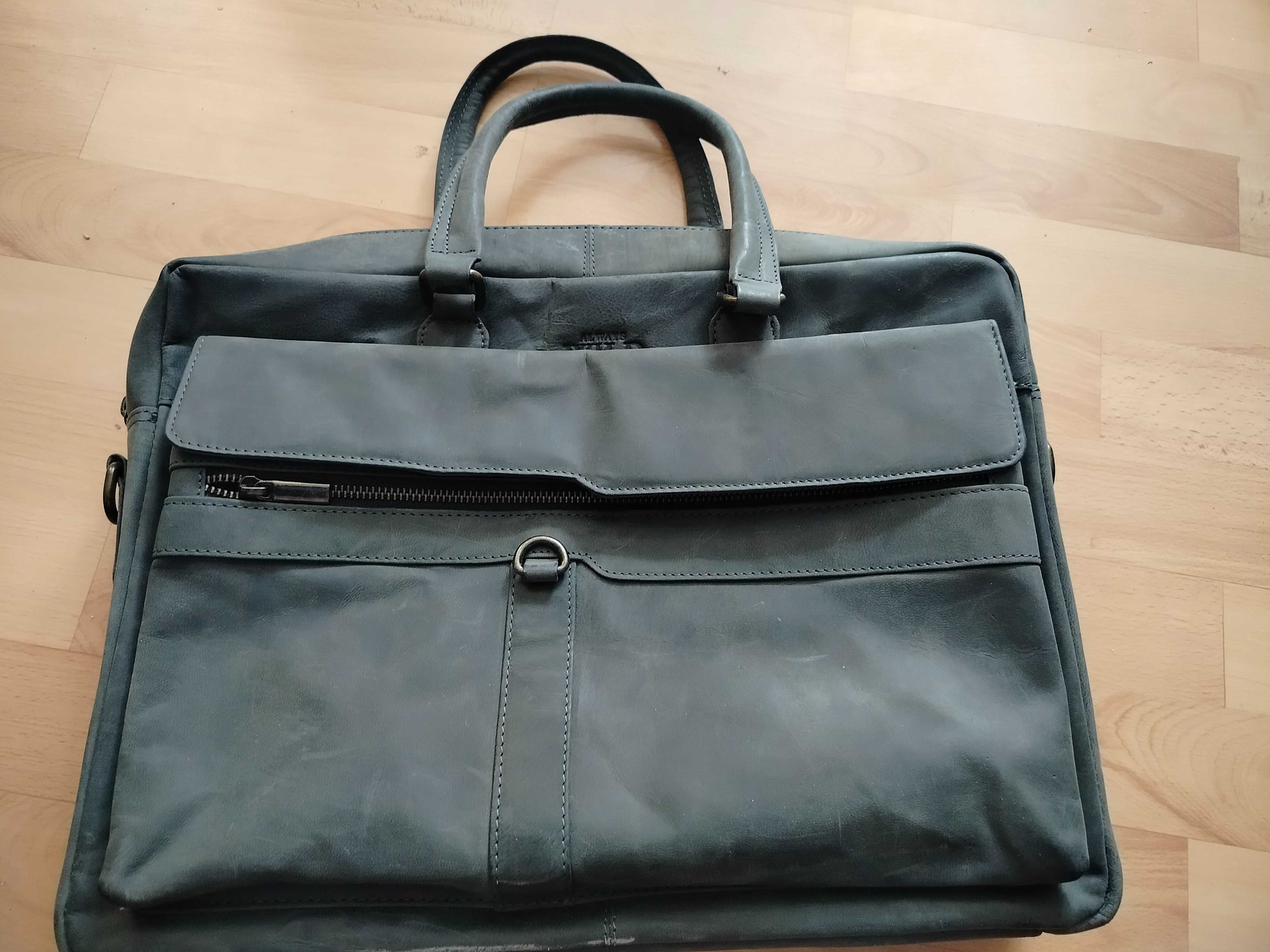 Torba na laptopa ze skóry z paskiem na ramię Always Wild