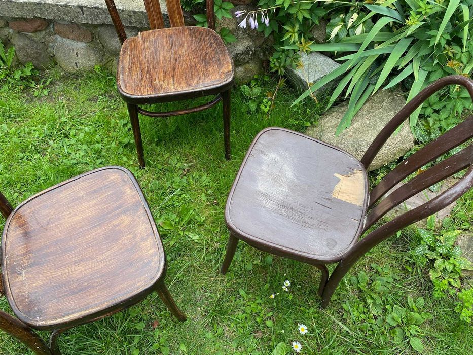Drewniane krzesło PRL, krzesło gięte bukowe