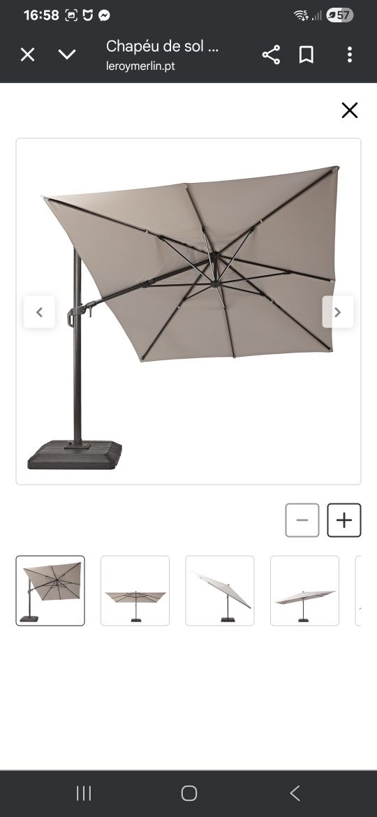 Guarda sol 280x390 com luz led e rotação em vários ângulos