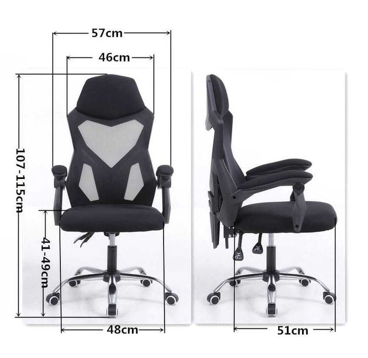 Fotel Gamingowy Biurowy YODA Black Wentylowany  Idealny do Gry i Pracy